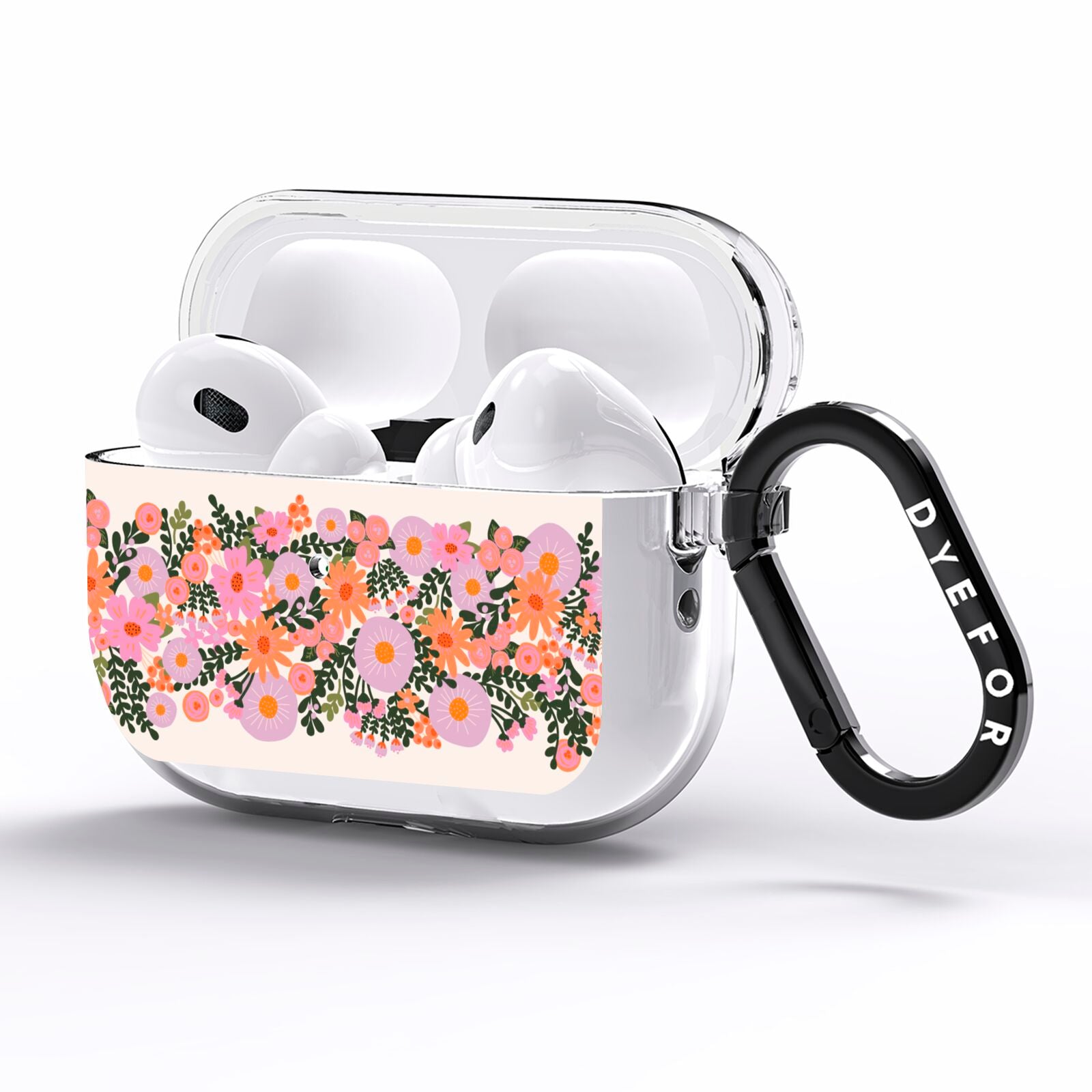 Floral Banner Pattern AirPods Pro Clear Case Side Image
