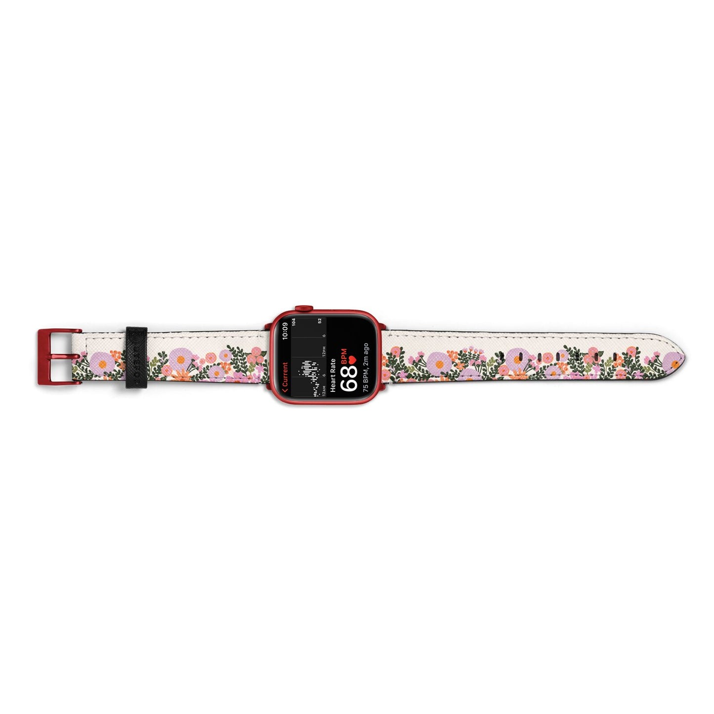 Floral Banner Pattern Apple Watch Strap Size 38mm Landscape Image Red Hardware