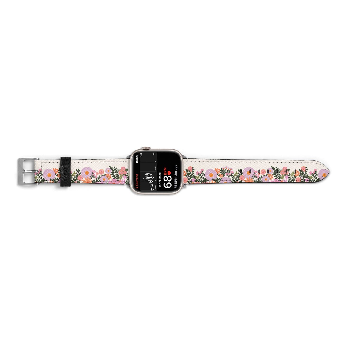Floral Banner Pattern Apple Watch Strap Size 38mm Landscape Image Silver Hardware