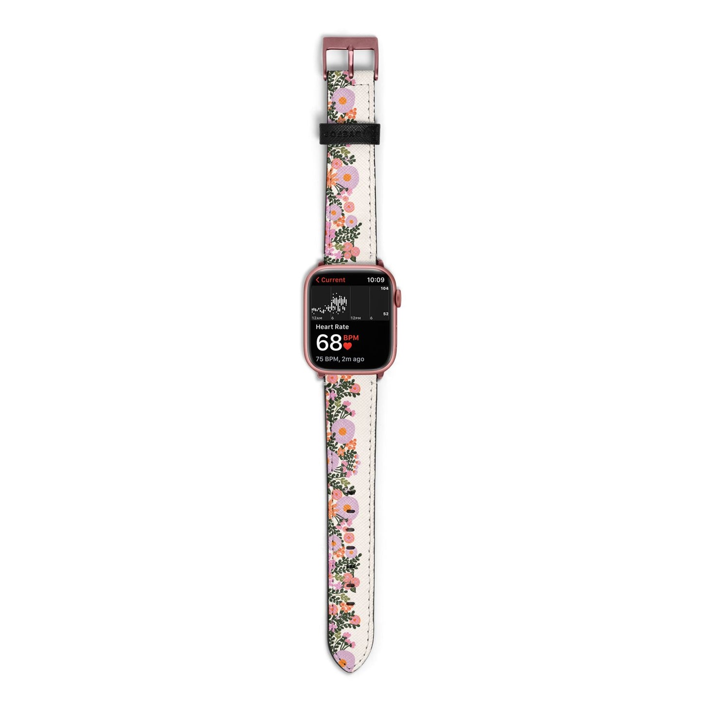 Floral Banner Pattern Apple Watch Strap Size 38mm with Rose Gold Hardware