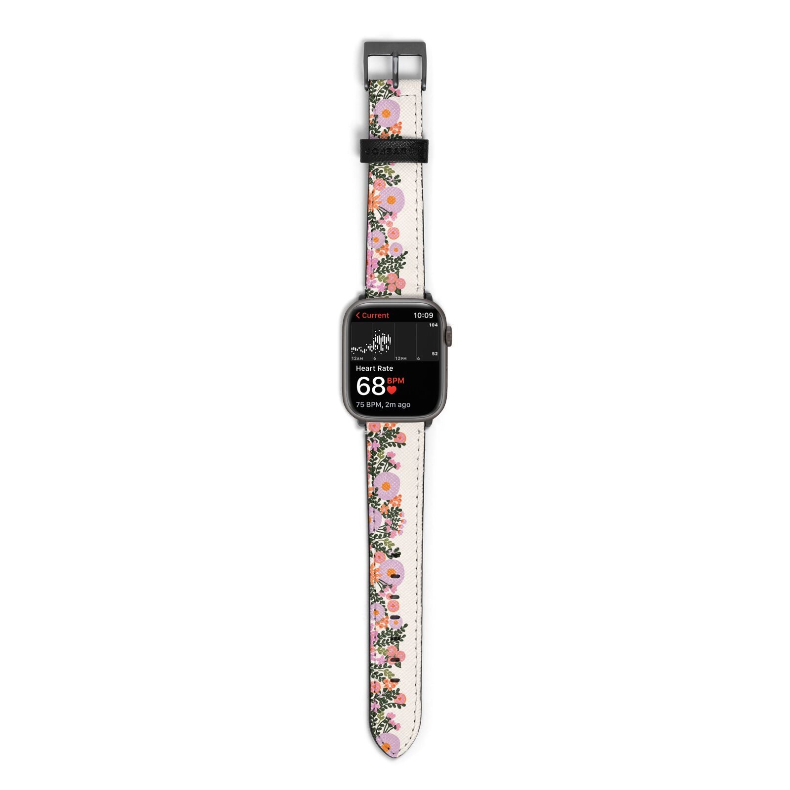 Floral Banner Pattern Apple Watch Strap Size 38mm with Space Grey Hardware