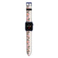 Floral Banner Pattern Apple Watch Strap with Blue Hardware