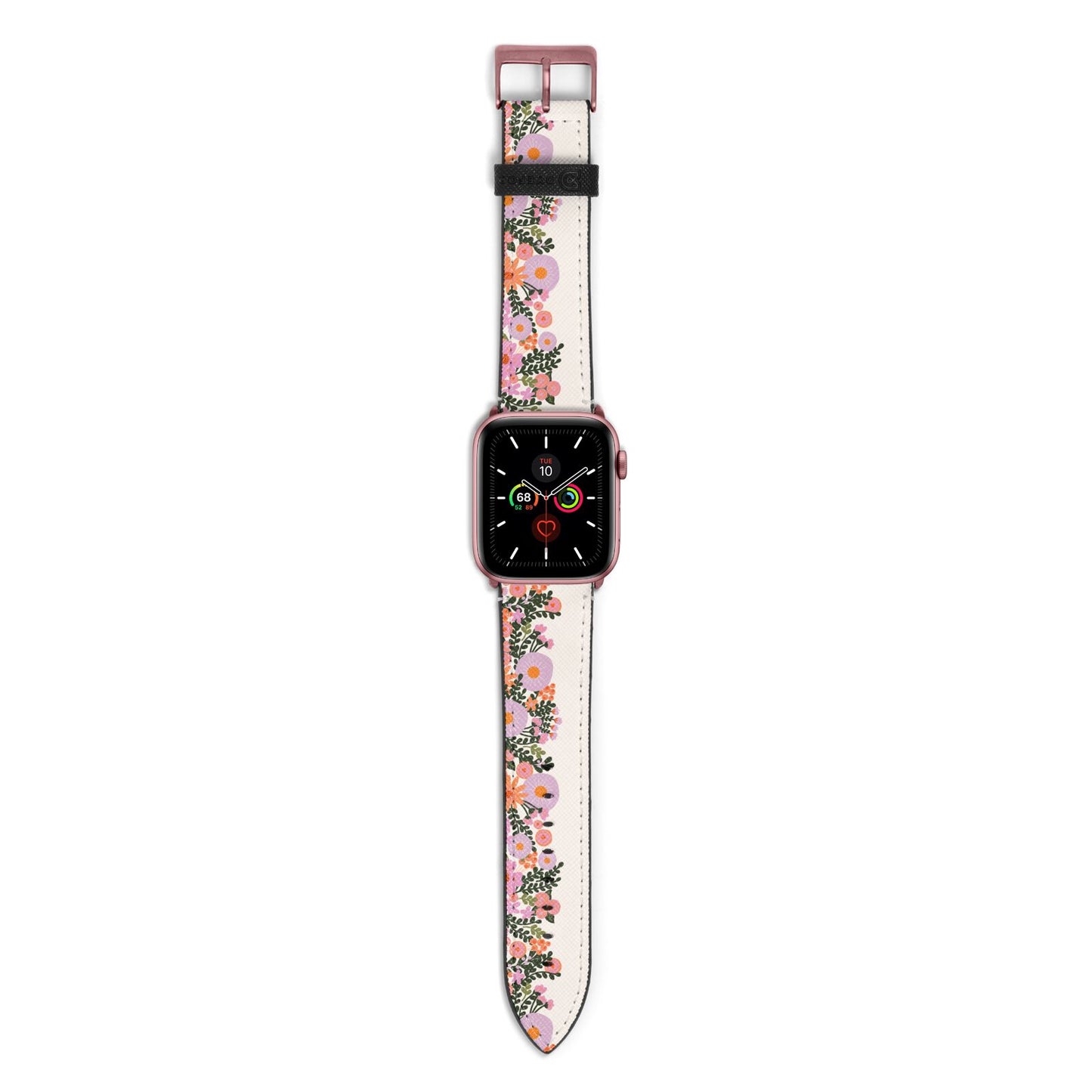 Floral Banner Pattern Apple Watch Strap with Rose Gold Hardware