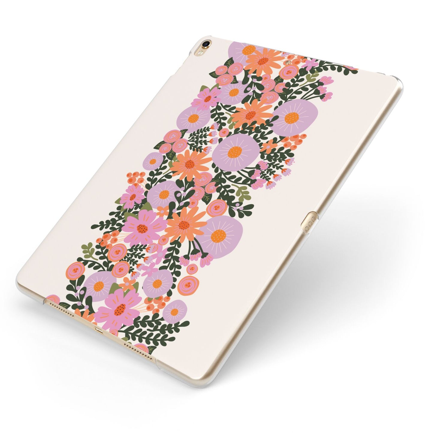 Floral Banner Pattern Apple iPad Case on Gold iPad Side View