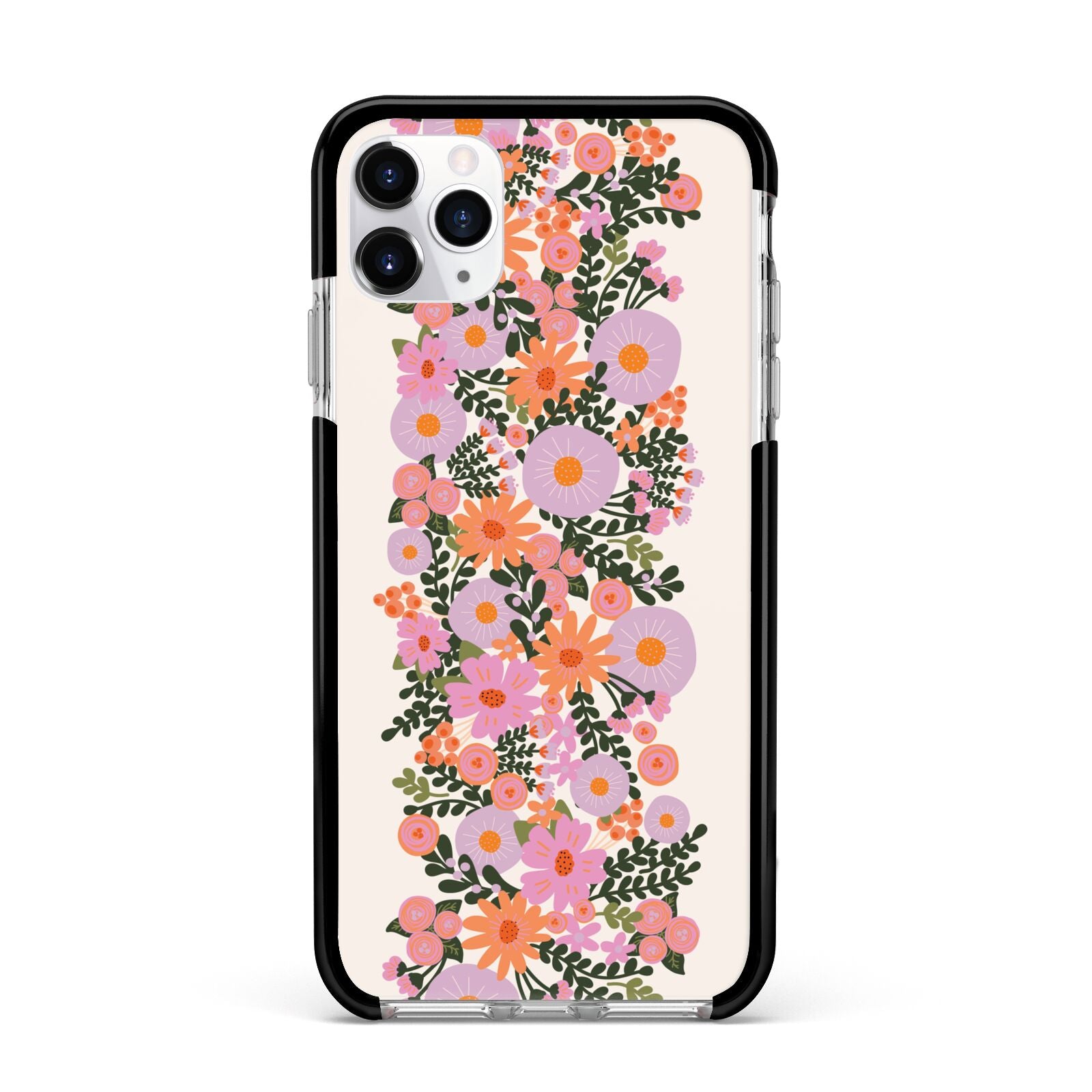 Floral Banner Pattern Apple iPhone 11 Pro Max in Silver with Black Impact Case