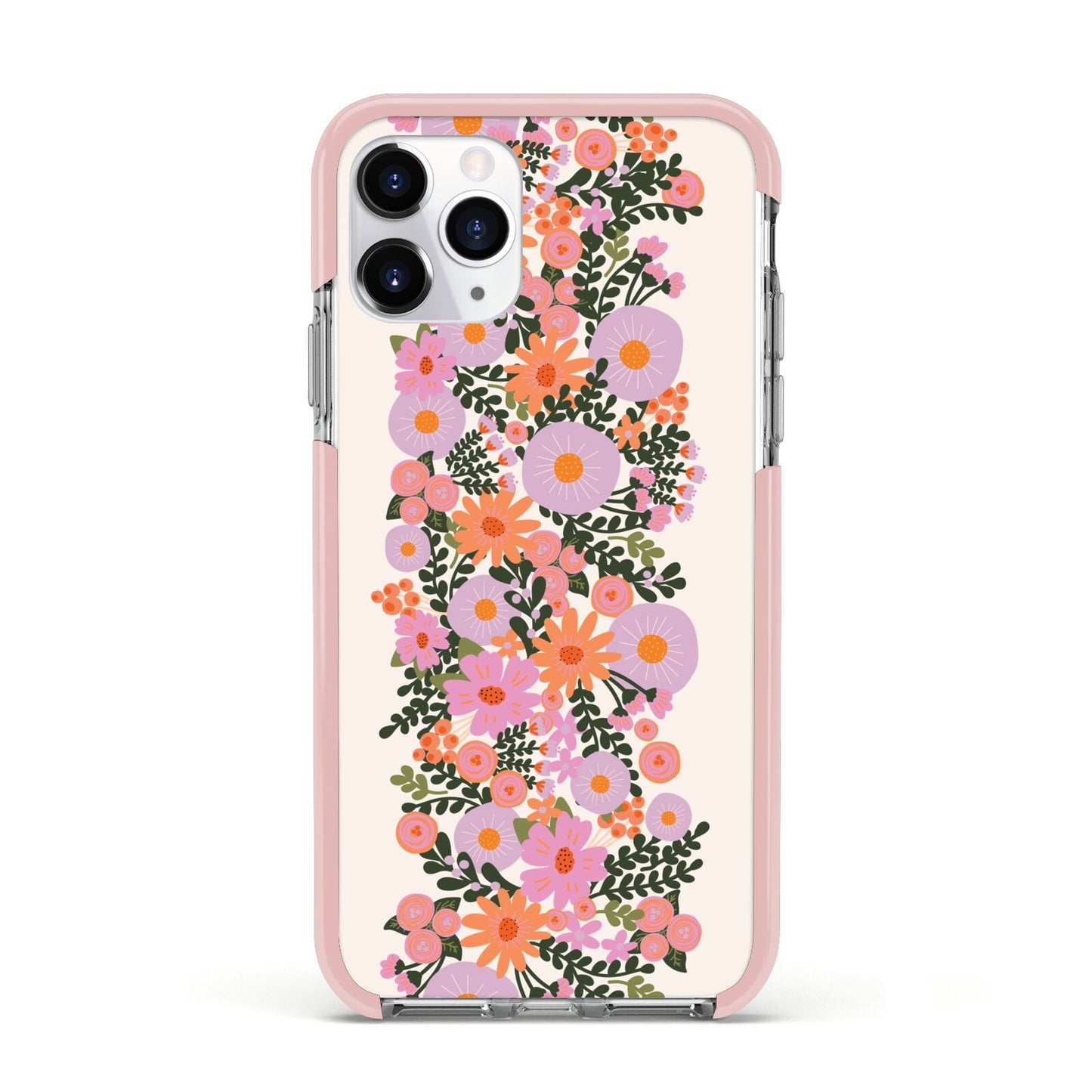 Floral Banner Pattern Apple iPhone 11 Pro in Silver with Pink Impact Case