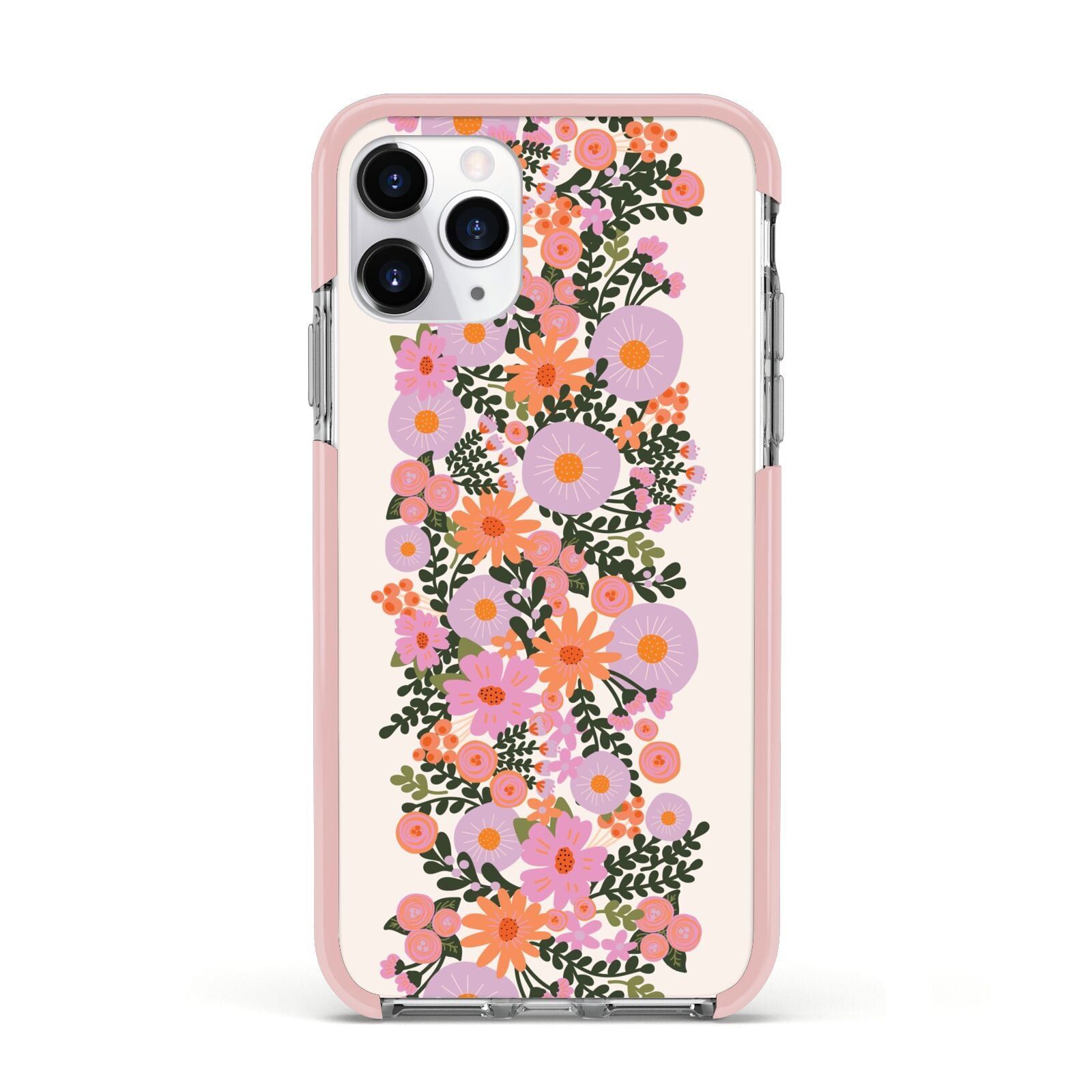 Floral Banner Pattern Apple iPhone 11 Pro in Silver with Pink Impact Case