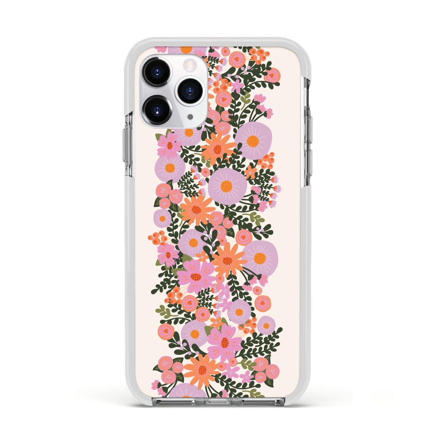 Floral Banner Pattern Apple iPhone 11 Pro in Silver with White Impact Case
