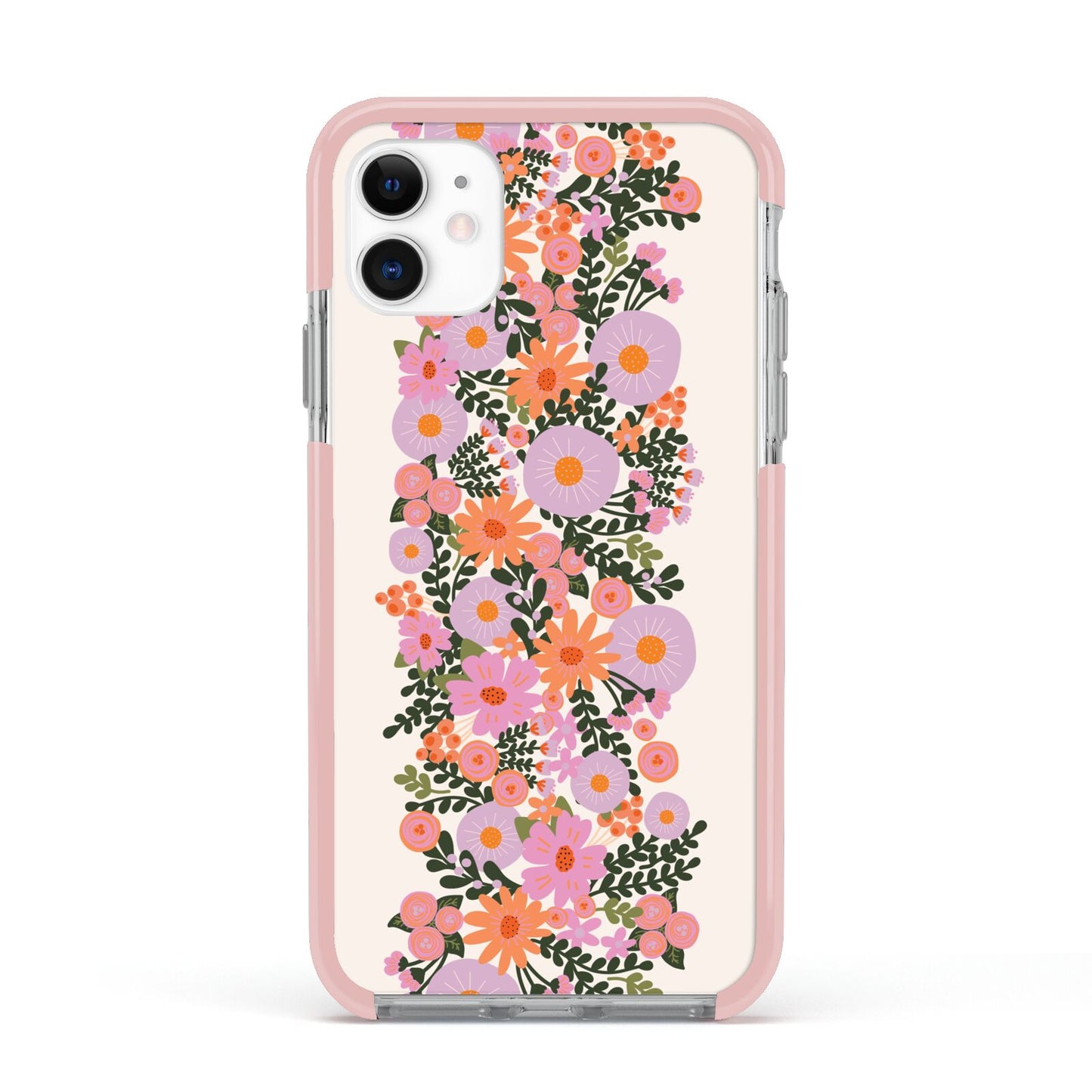 Floral Banner Pattern Apple iPhone 11 in White with Pink Impact Case