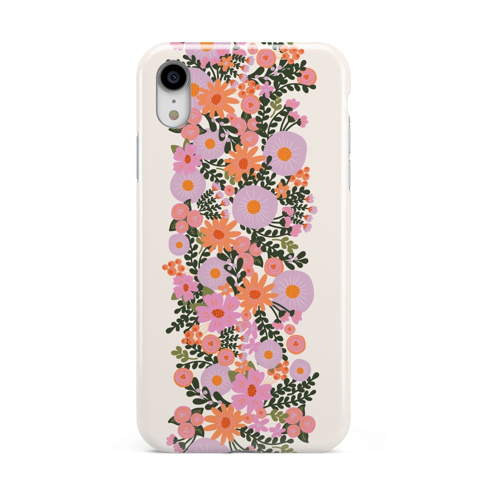 Floral Banner Pattern Apple iPhone XR White 3D Tough Case