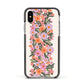 Floral Banner Pattern Apple iPhone Xs Impact Case Black Edge on Silver Phone