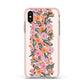 Floral Banner Pattern Apple iPhone Xs Impact Case Pink Edge on Gold Phone