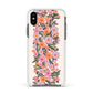 Floral Banner Pattern Apple iPhone Xs Impact Case White Edge on Black Phone