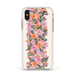 Floral Banner Pattern Apple iPhone Xs Impact Case White Edge on Gold Phone
