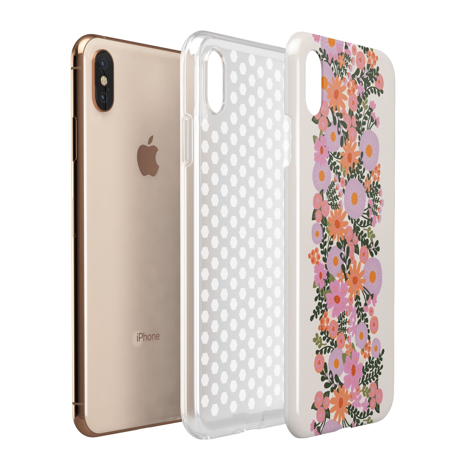 Floral Banner Pattern Apple iPhone Xs Max 3D Tough Case Expanded View