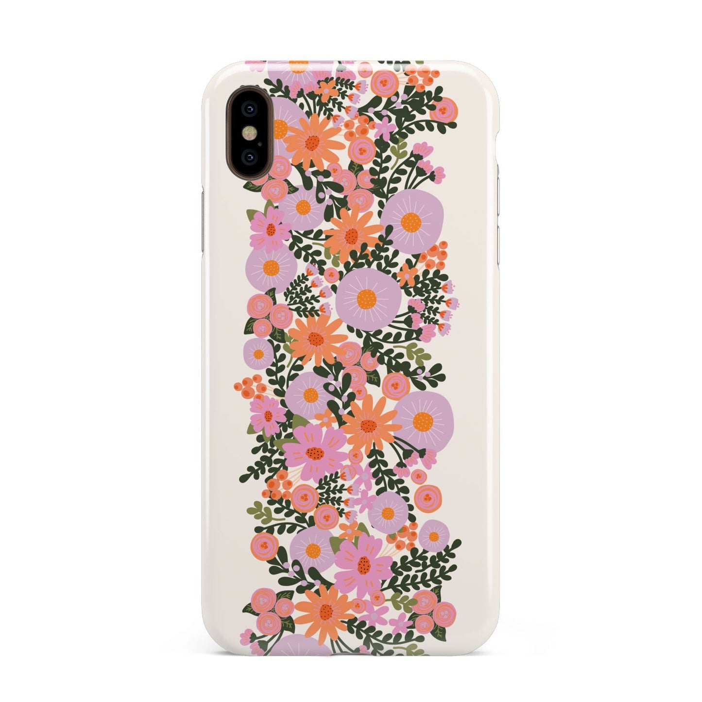 Floral Banner Pattern Apple iPhone Xs Max 3D Tough Case