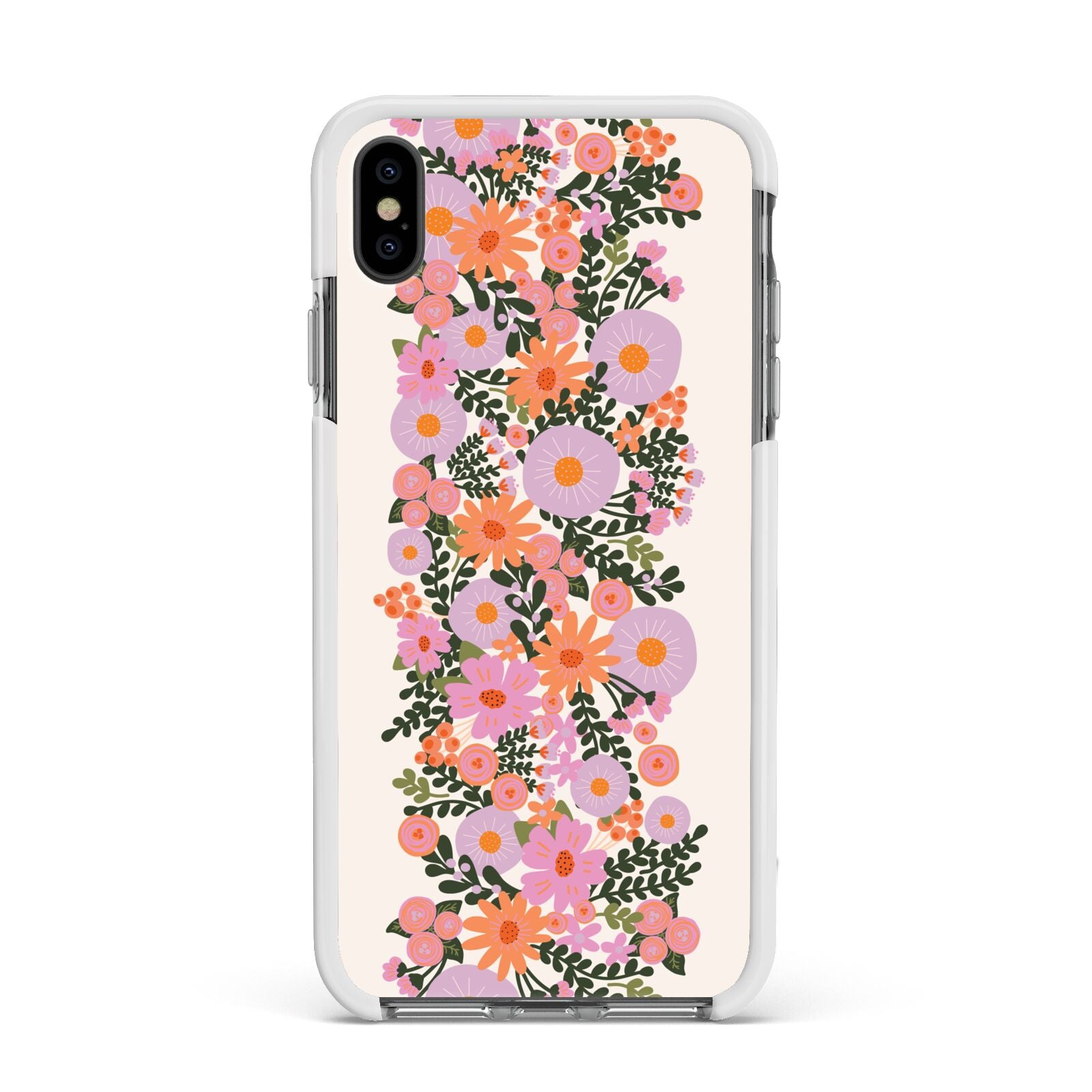 Floral Banner Pattern Apple iPhone Xs Max Impact Case White Edge on Black Phone