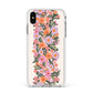 Floral Banner Pattern Apple iPhone Xs Max Impact Case White Edge on Silver Phone