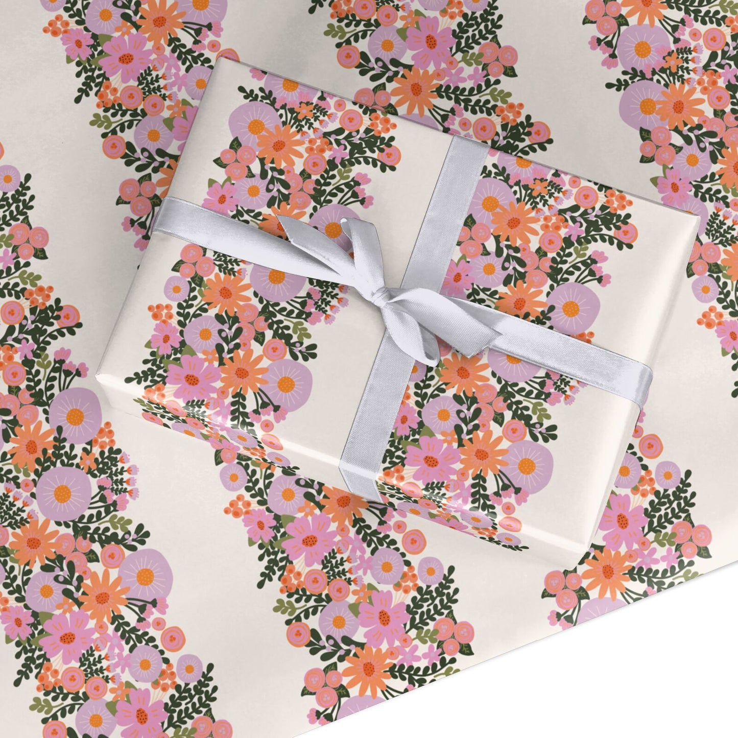 Floral Banner Pattern Custom Wrapping Paper