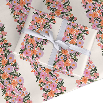 Floral Banner Pattern Custom Wrapping Paper
