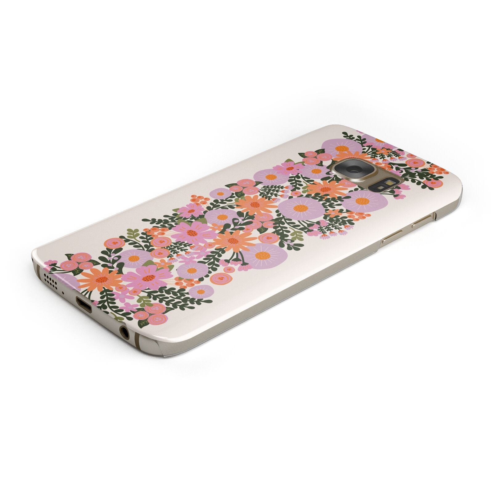 Floral Banner Pattern Protective Samsung Galaxy Case Angled Image