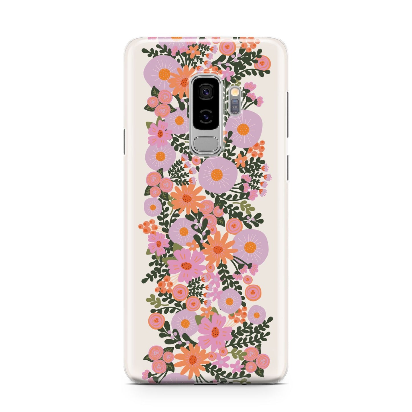Floral Banner Pattern Samsung Galaxy S9 Plus Case on Silver phone