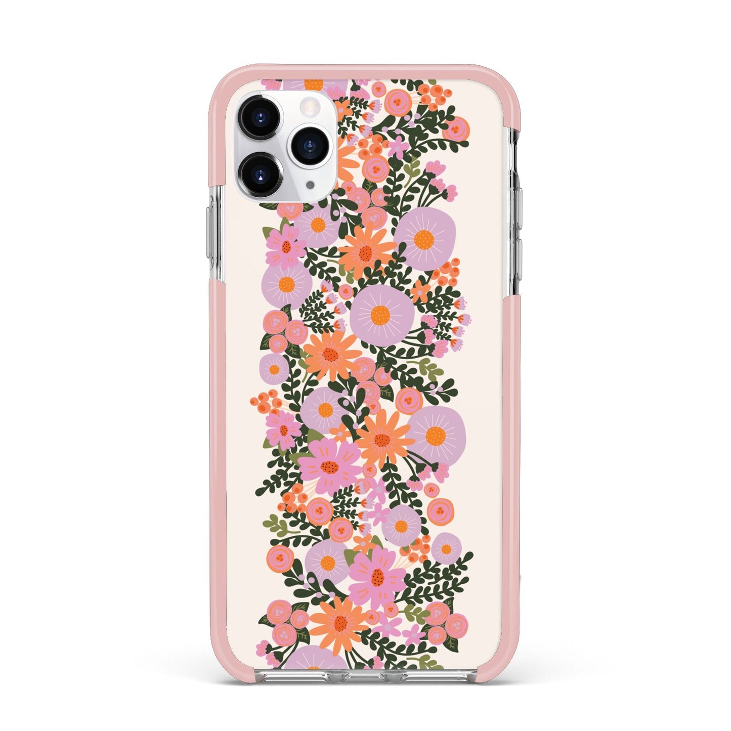 Floral Banner Pattern iPhone 11 Pro Max Impact Pink Edge Case