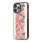 Floral Banner Pattern iPhone 13 Pro Max Black Impact Case Side Angle on Silver phone