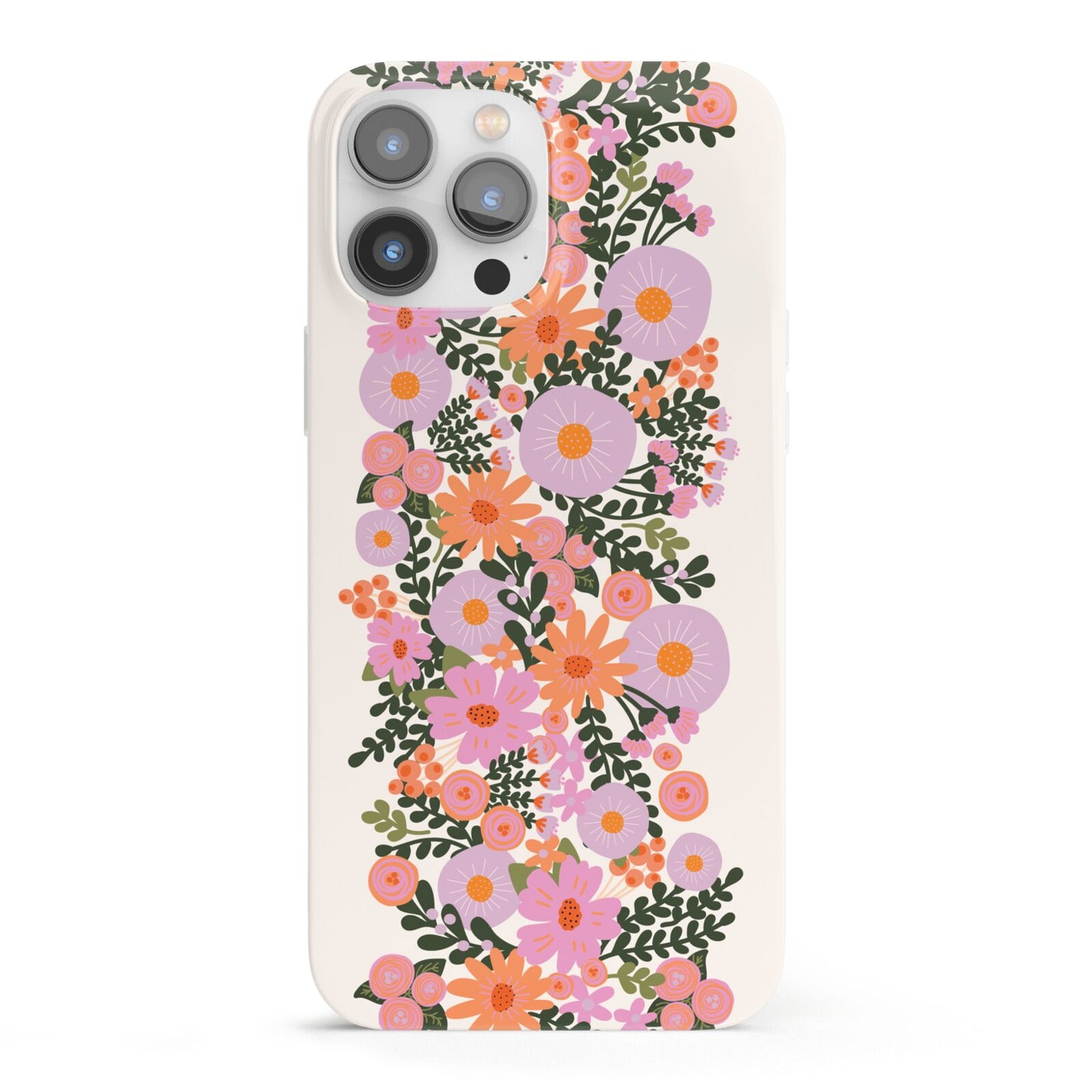 Floral Banner Pattern iPhone 13 Pro Max Full Wrap 3D Snap Case