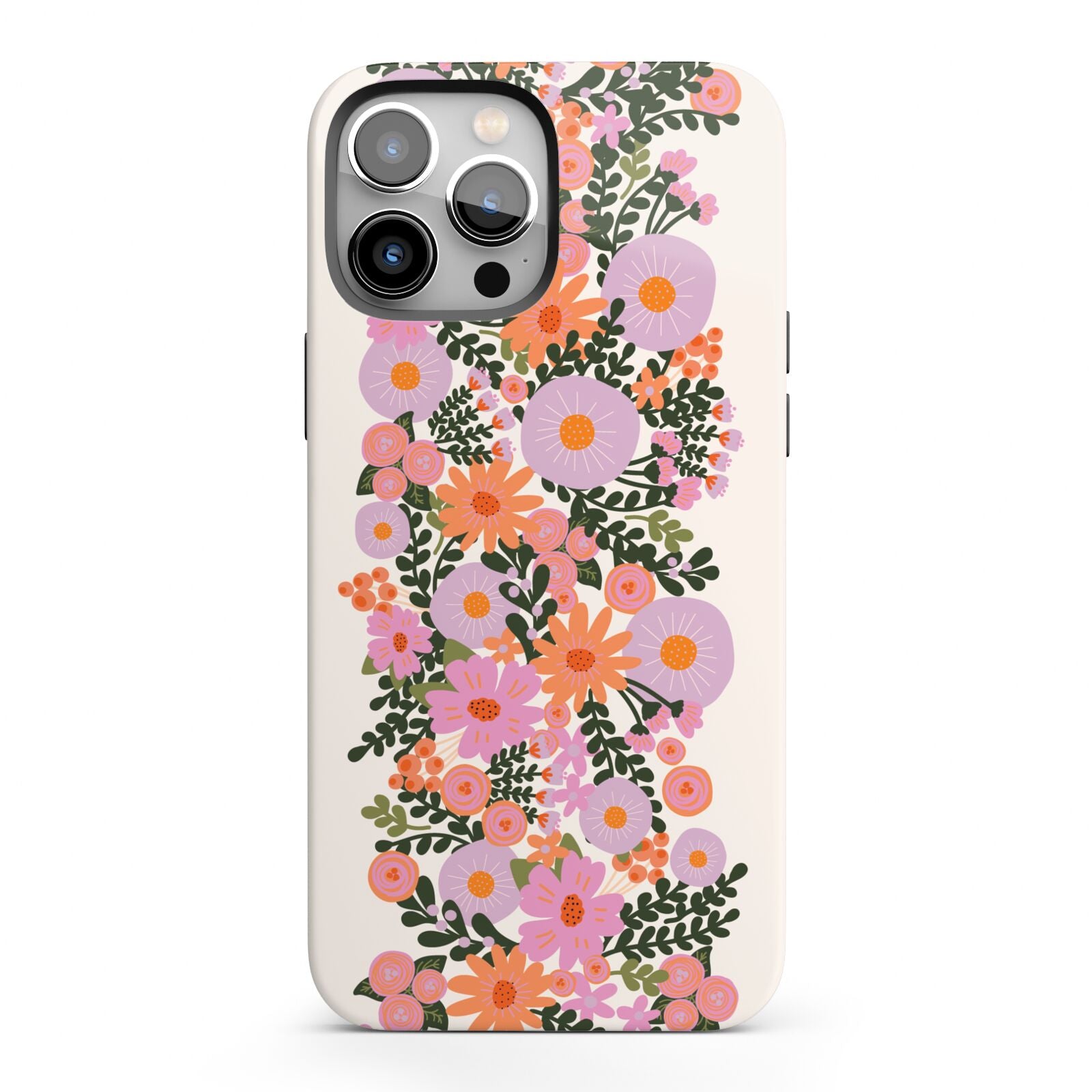 Floral Banner Pattern iPhone 13 Pro Max Full Wrap 3D Tough Case