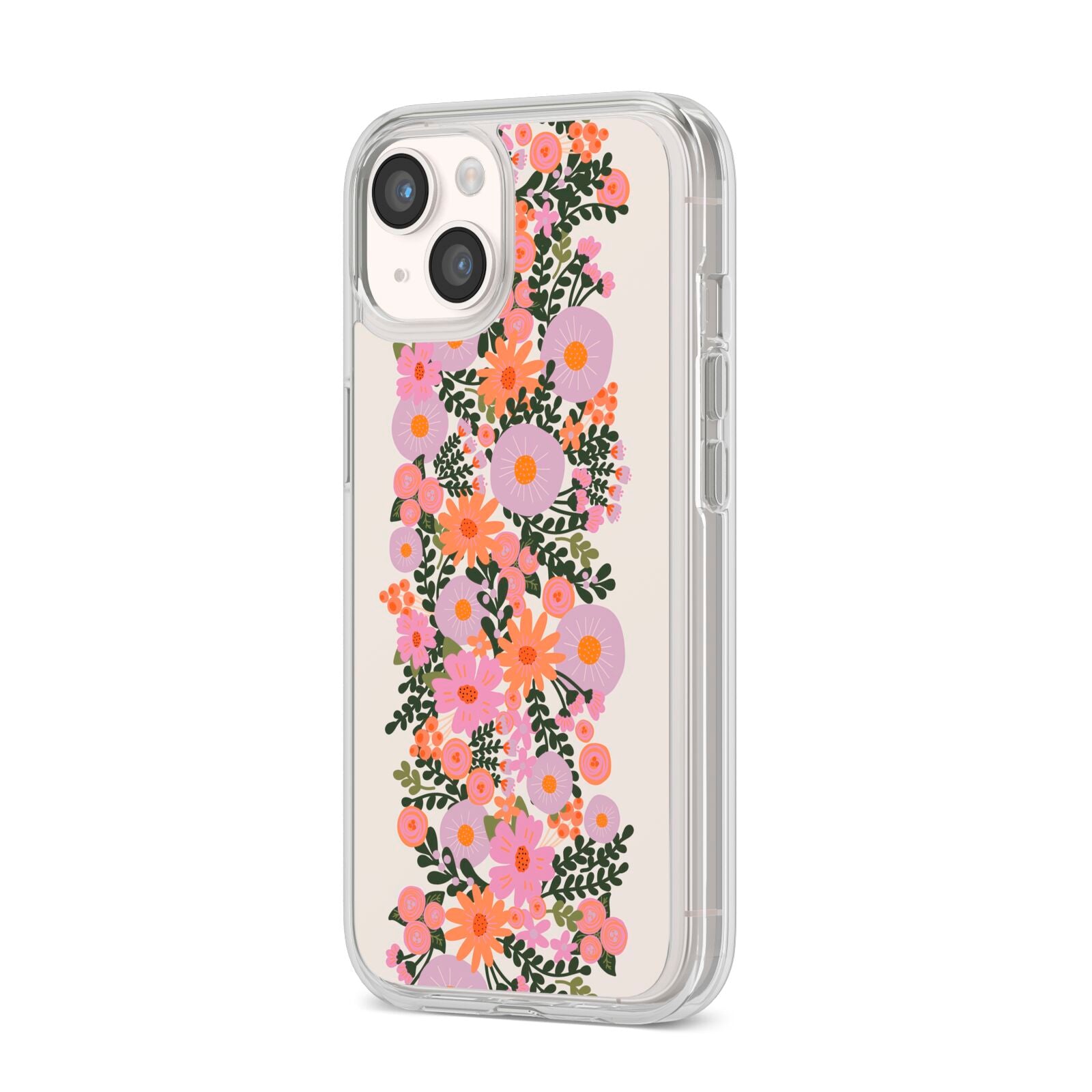 Floral Banner Pattern iPhone 14 Clear Tough Case Starlight Angled Image