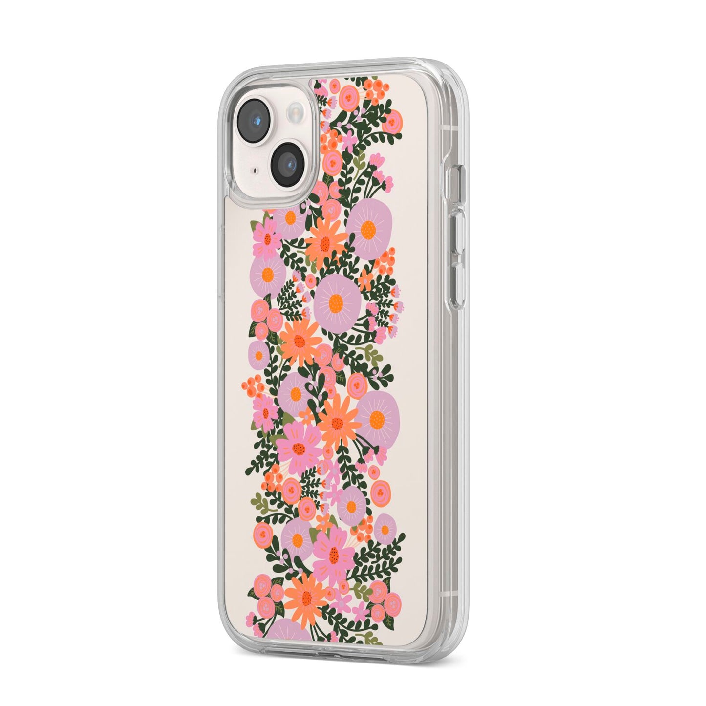 Floral Banner Pattern iPhone 14 Plus Clear Tough Case Starlight Angled Image