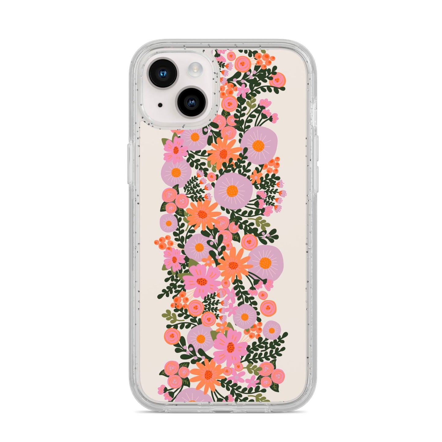 Floral Banner Pattern iPhone 14 Plus Glitter Tough Case Starlight