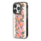 Floral Banner Pattern iPhone 14 Pro Black Impact Case Side Angle on Silver phone