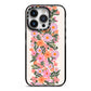 Floral Banner Pattern iPhone 14 Pro Black Impact Case on Silver phone