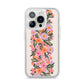 Floral Banner Pattern iPhone 14 Pro Clear Tough Case Silver