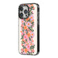 Floral Banner Pattern iPhone 14 Pro Max Black Impact Case Side Angle on Silver phone