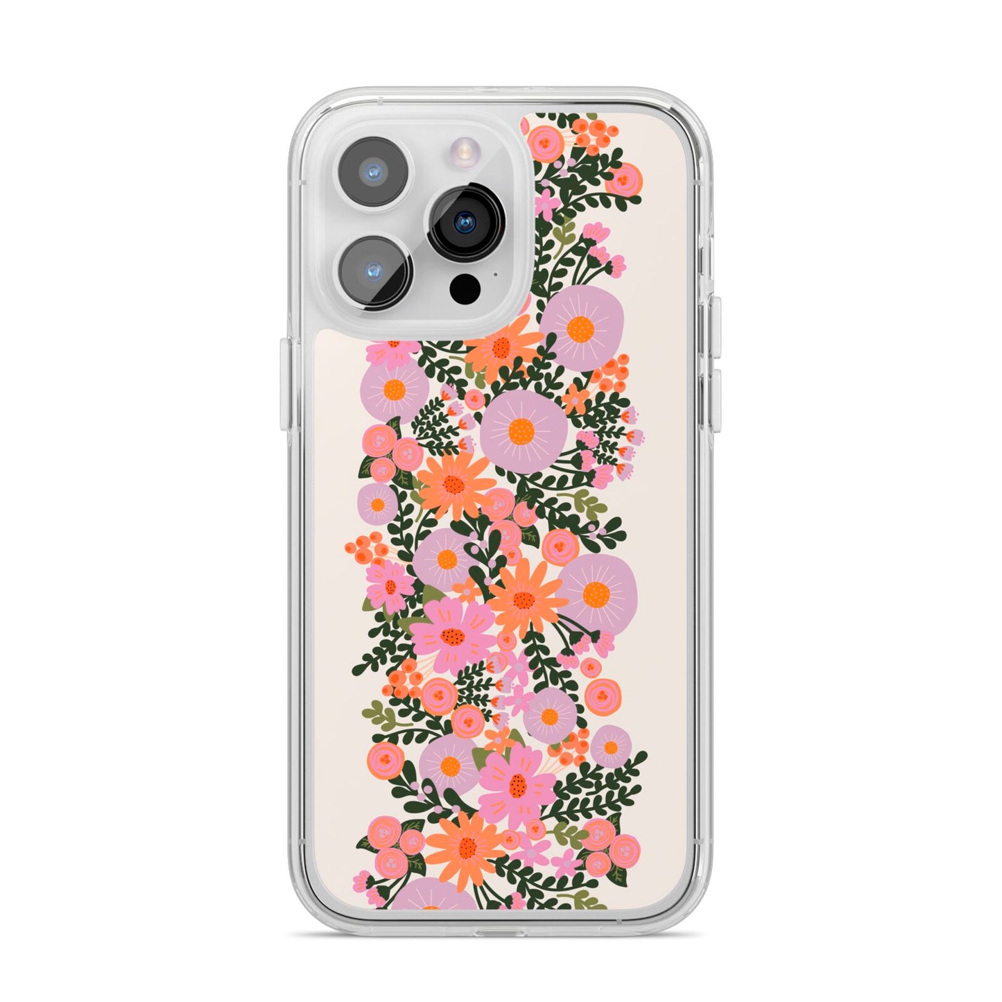 Floral Banner Pattern iPhone 14 Pro Max Clear Tough Case Silver