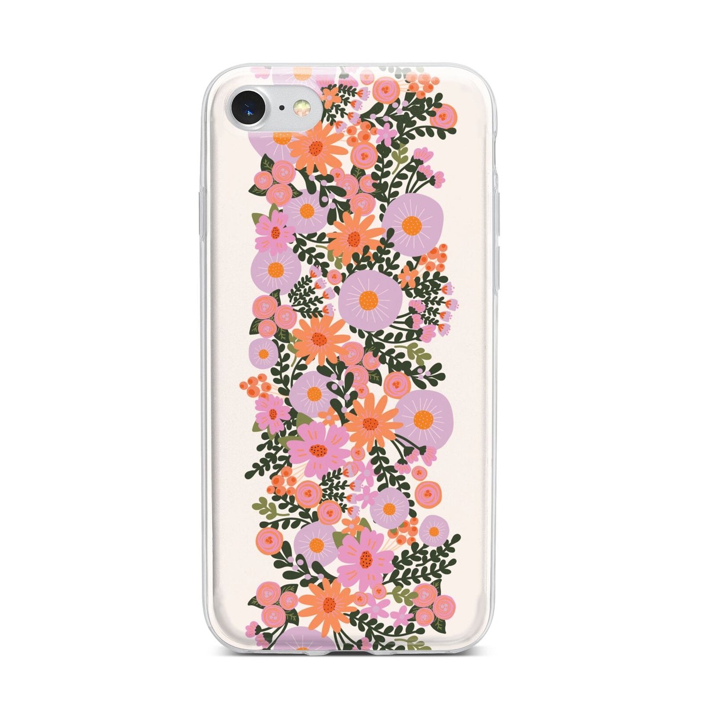 Floral Banner Pattern iPhone 7 Bumper Case on Silver iPhone