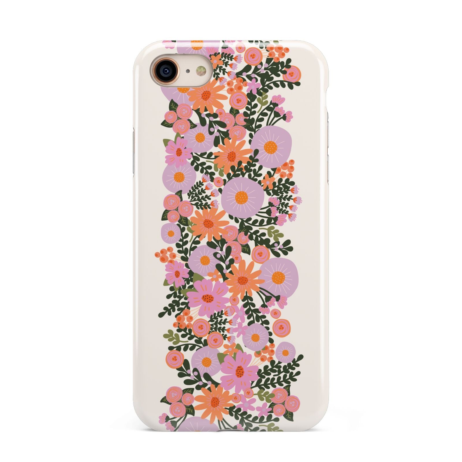 Floral Banner Pattern iPhone 8 3D Tough Case on Gold Phone