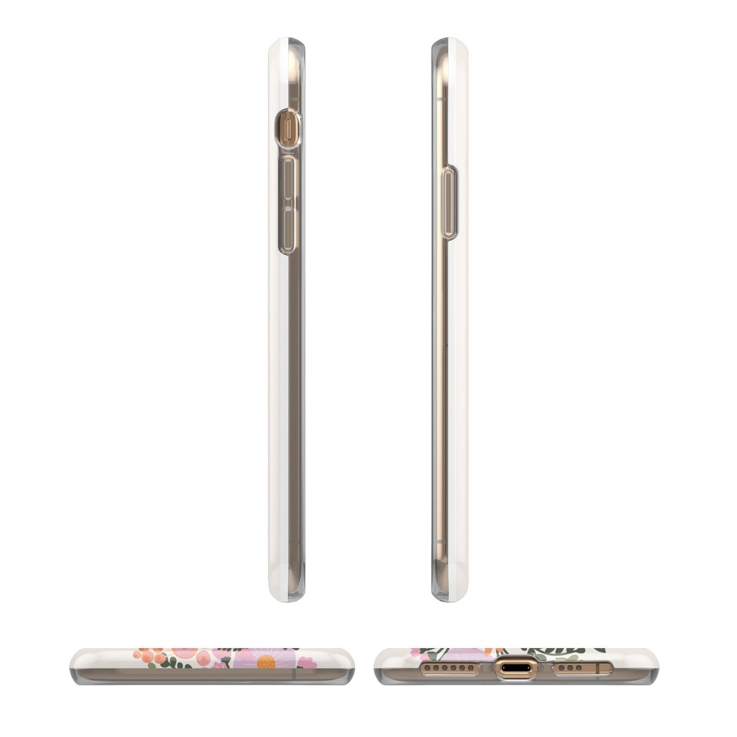 Floral Banner Pattern iPhone XS 3D Tough Case in Gold Angled Images