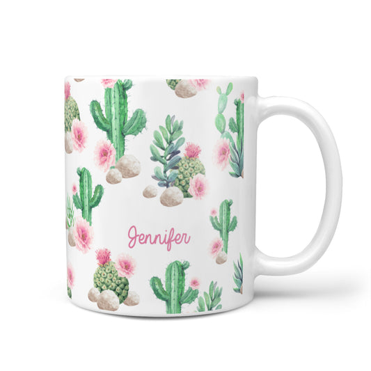 Floral Cactus Print with Name 10oz Mug