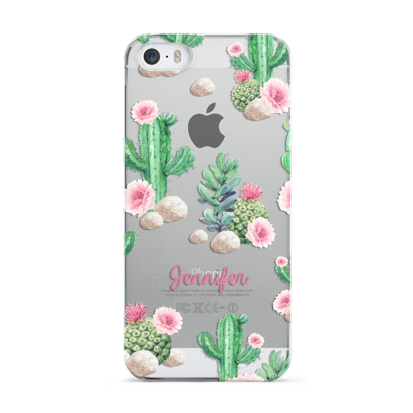 Floral Cactus Print with Name Apple iPhone 5 Case