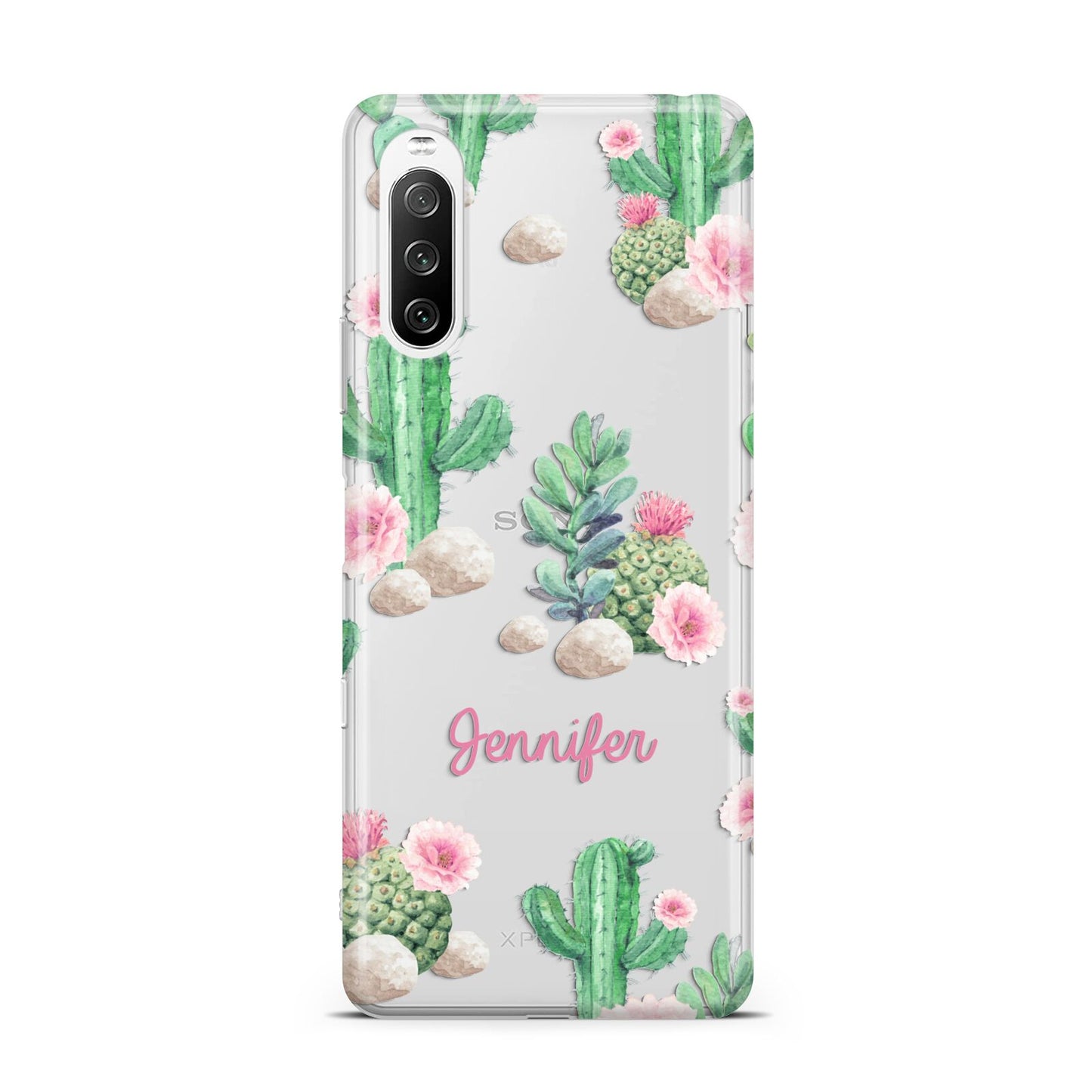 Floral Cactus Print with Name Sony Xperia 10 III Case