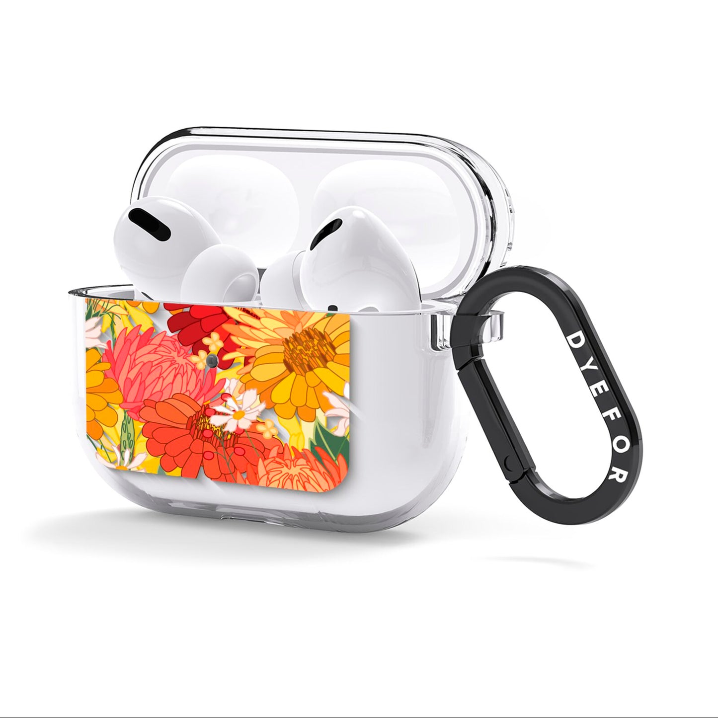 Floral Gerbera AirPods Clear Case 3rd Gen Side Image