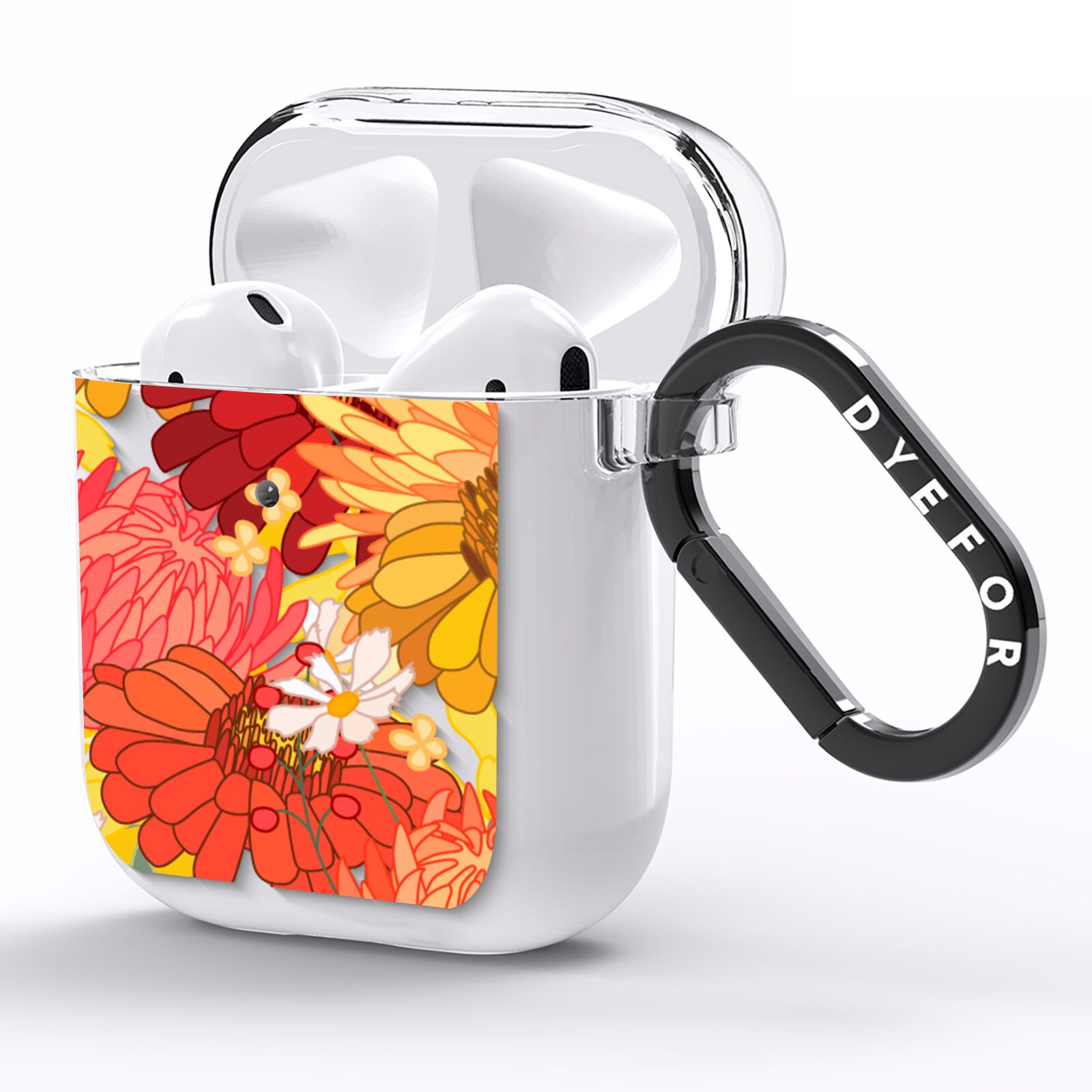 Floral Gerbera AirPods Clear Case Side Image