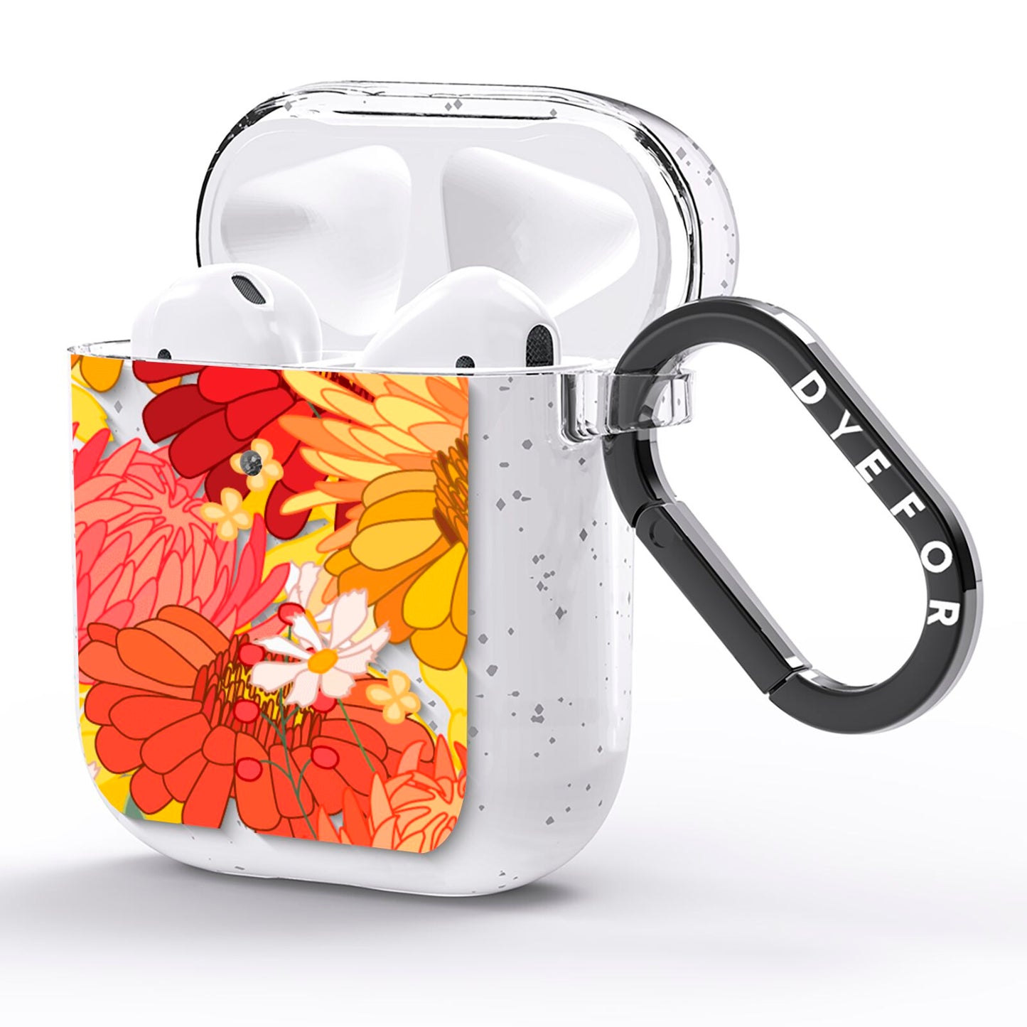 Floral Gerbera AirPods Glitter Case Side Image