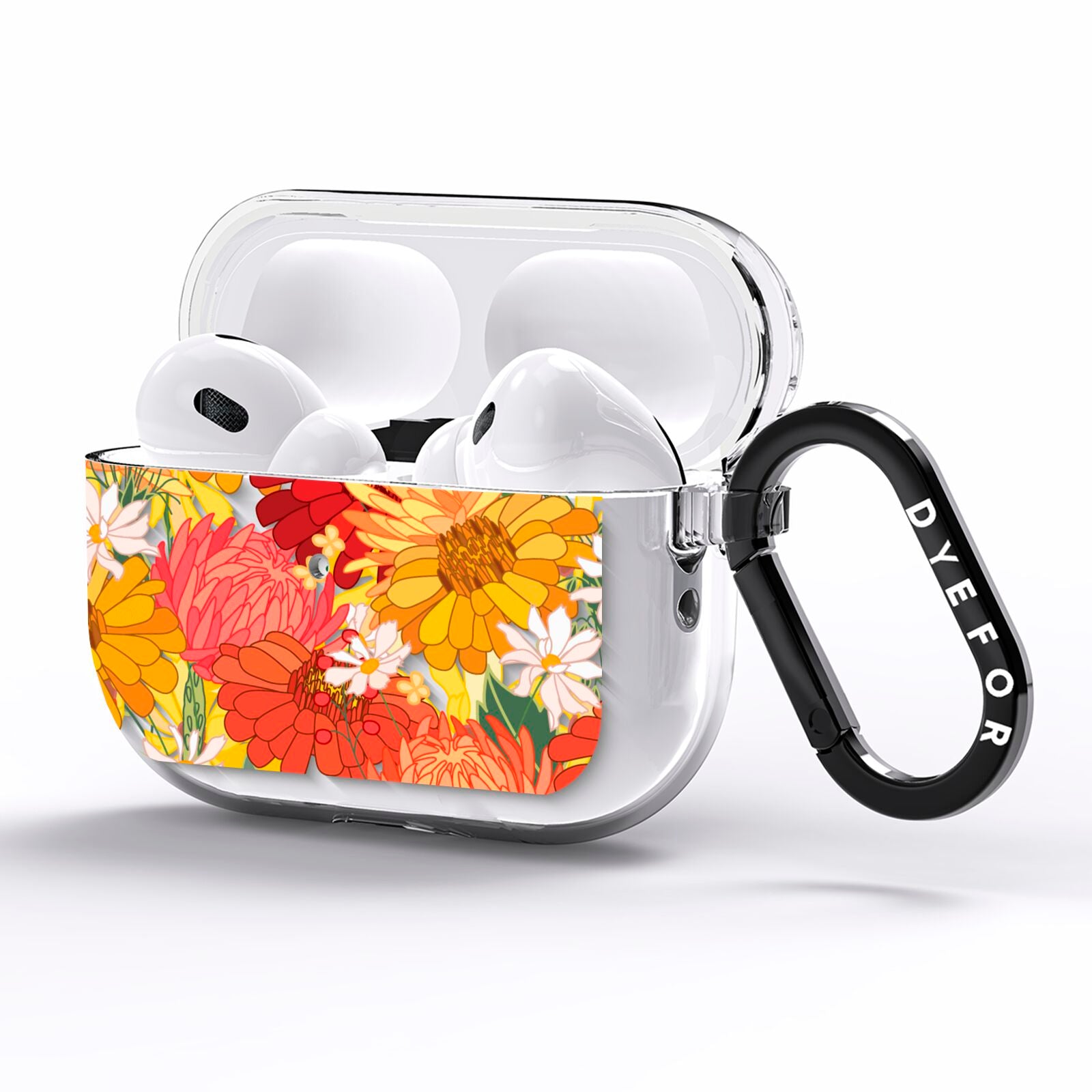 Floral Gerbera AirPods Pro Clear Case Side Image