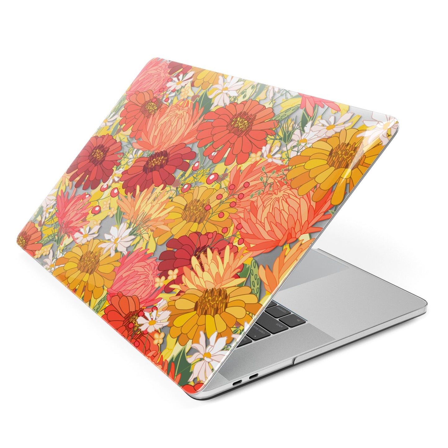 Floral Gerbera Apple MacBook Case Side View