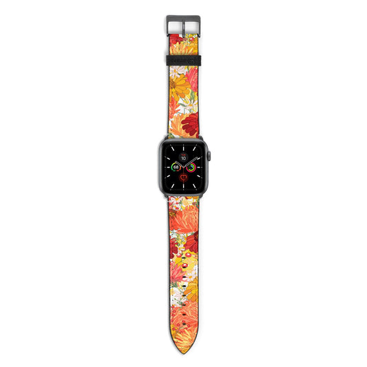 Floral Gerbera Apple Watch Strap with Space Grey Hardware